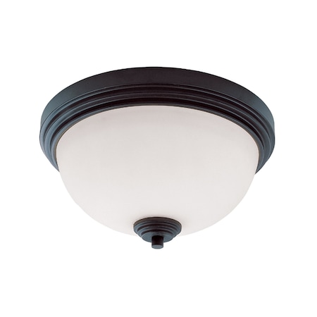 Z-Lite Chelsey 2 Light Flush Mount, Bronze & Matte Opal 314F2-BRZ